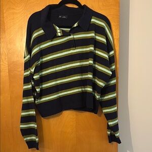 GAP Striped Navy and Green Women's Sweater